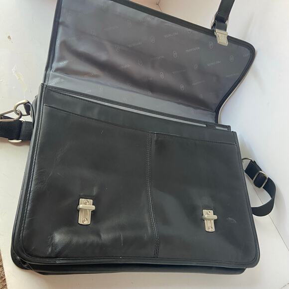 Protocol Leather Briefcase Messenger Bag Satchel Attaché Laptop Case Expandable - Picture 11 of 16